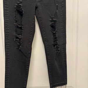 American Eagle Outfitters Black Distressed Skinny Jeans